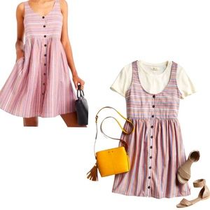 Madewell Scoopneck Tank Dress in Rainbow Stripe L